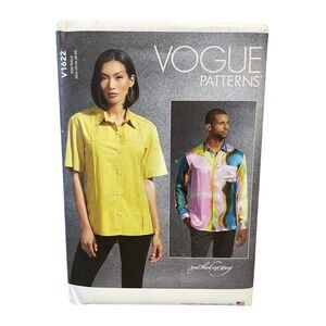 Vogue V1622 Unisex Button-Front Shirt MUU 34-40 Modern Fitted Blouse Top